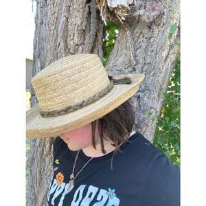 Vintage Natural Fiber Straw Boaters Hat